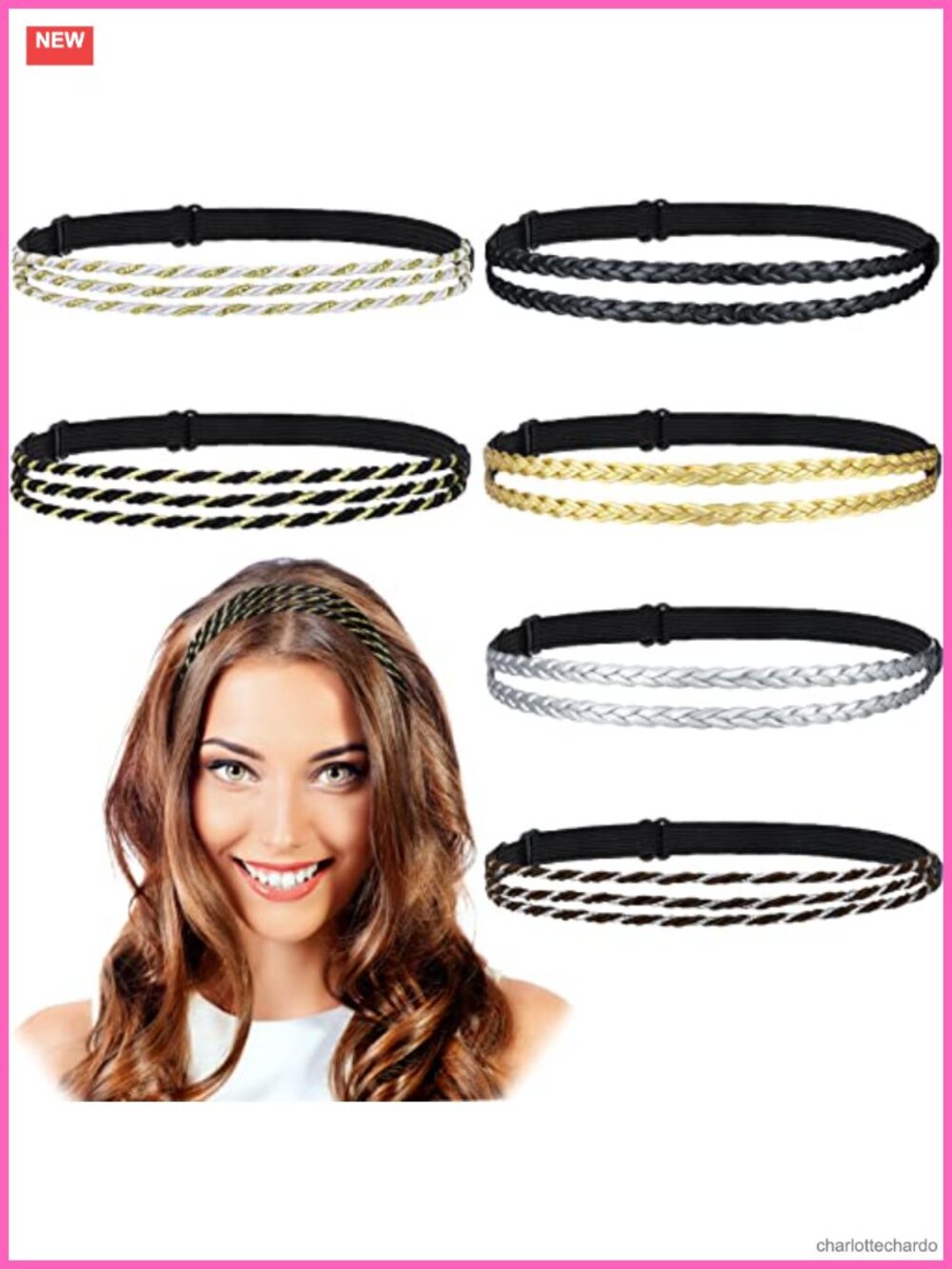 Braided Headbands Set Elastic Adjustable No Slip Hair Accessories